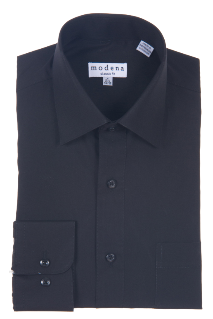 Modena Classic Fit Long Sleeve Dress Shirt - Black