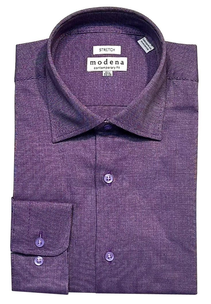 Modena Contemporary Fit Long Sleeve Stretch Dress Shirt