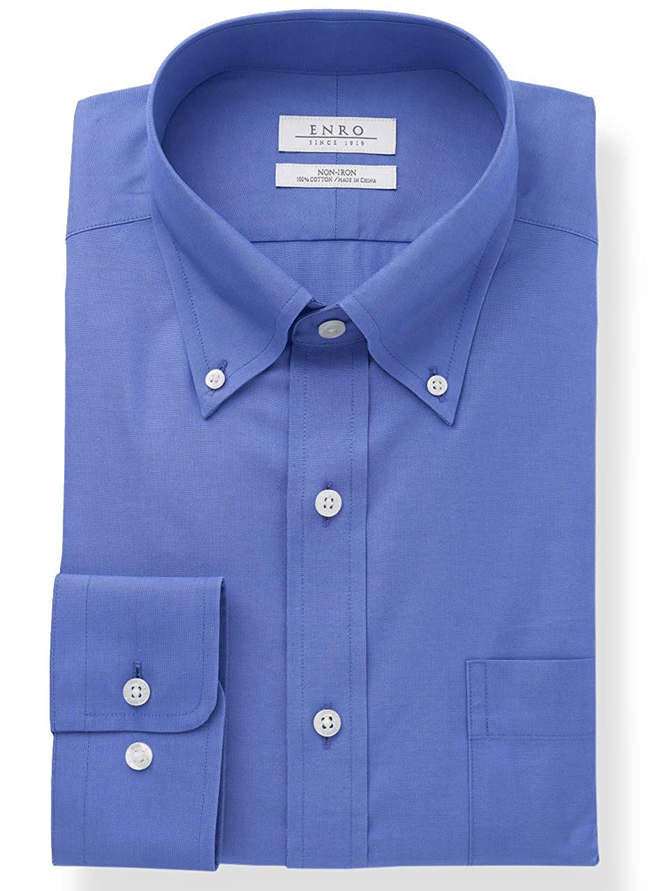 Enro Button Down Collar Non-Iron Long Sleeve Dress Shirt