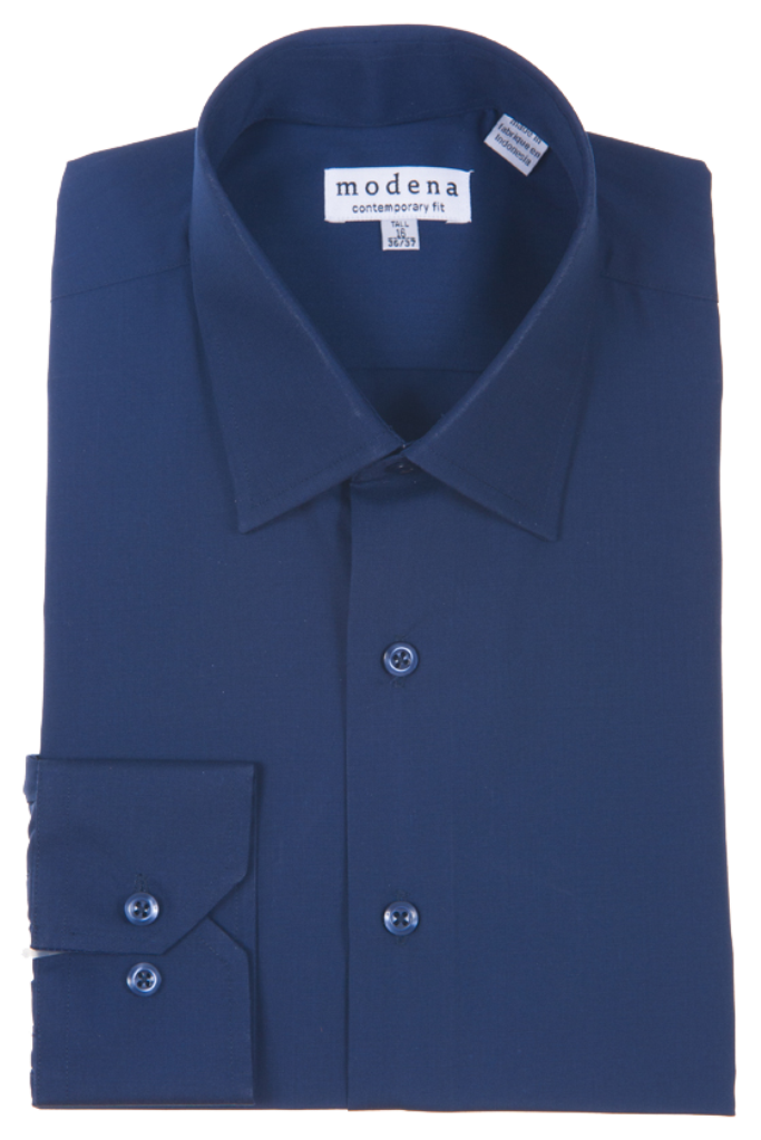 Modena Contemporary Fit Long Sleeve Dress Shirt - Navy