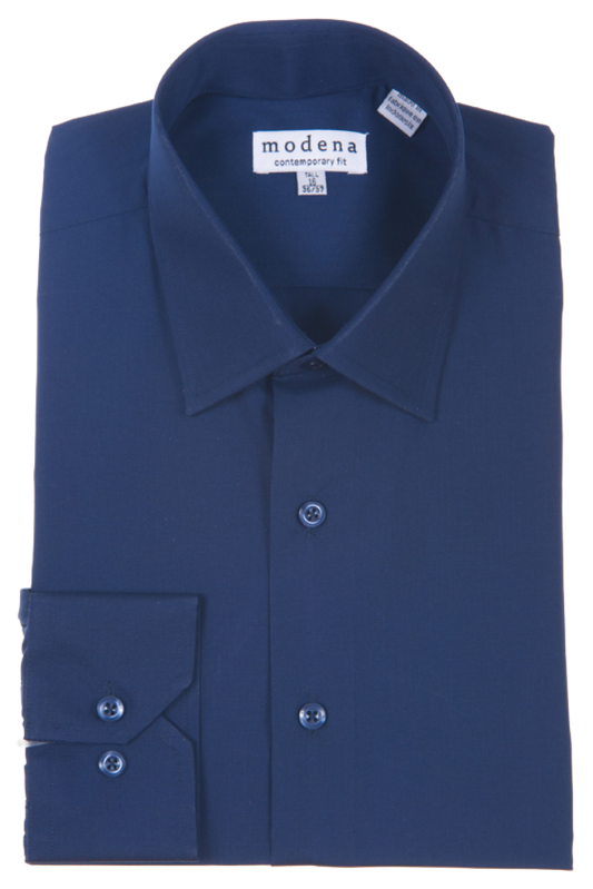 Modena Contemporary Fit Long Sleeve Dress Shirt - Navy