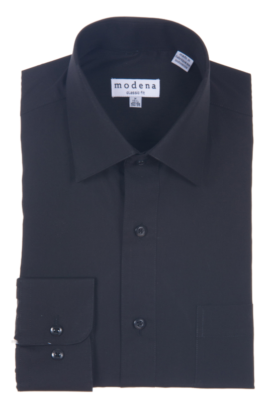 Modena Classic Fit Long Sleeve Dress Shirt - Black