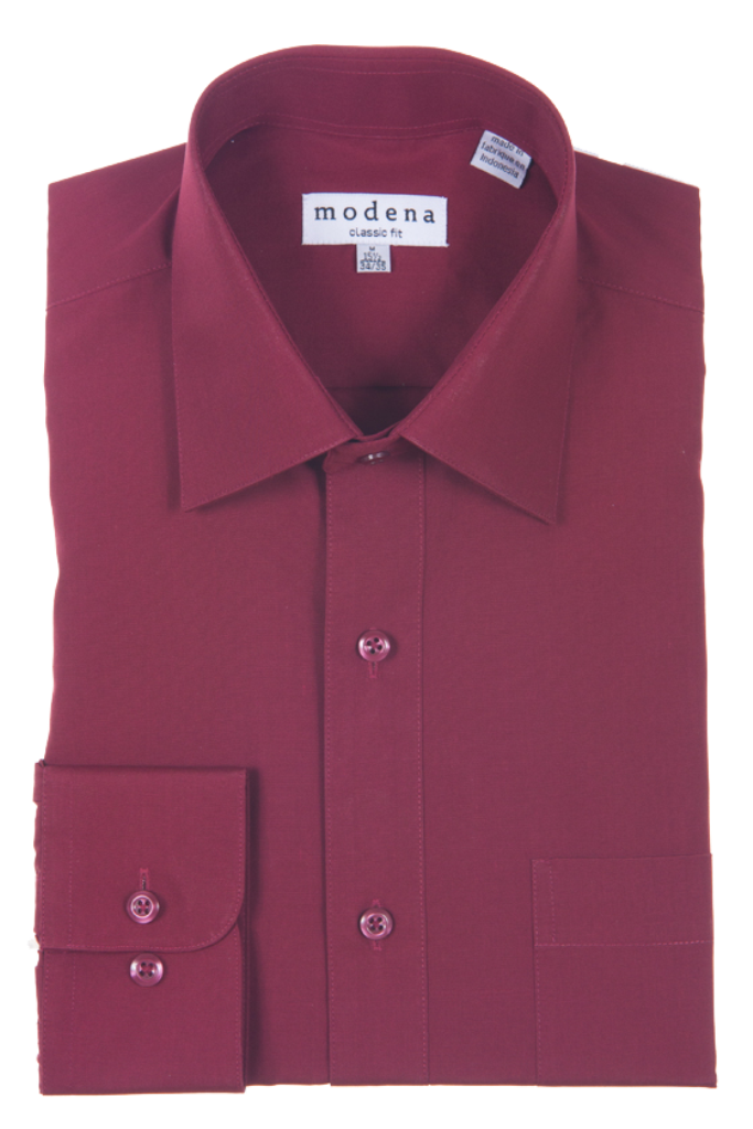 Modena Classic Fit Long Sleeve Dress Shirt - Burgundy