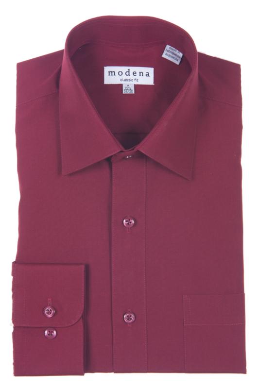 Modena Classic Fit Long Sleeve Dress Shirt - Burgundy