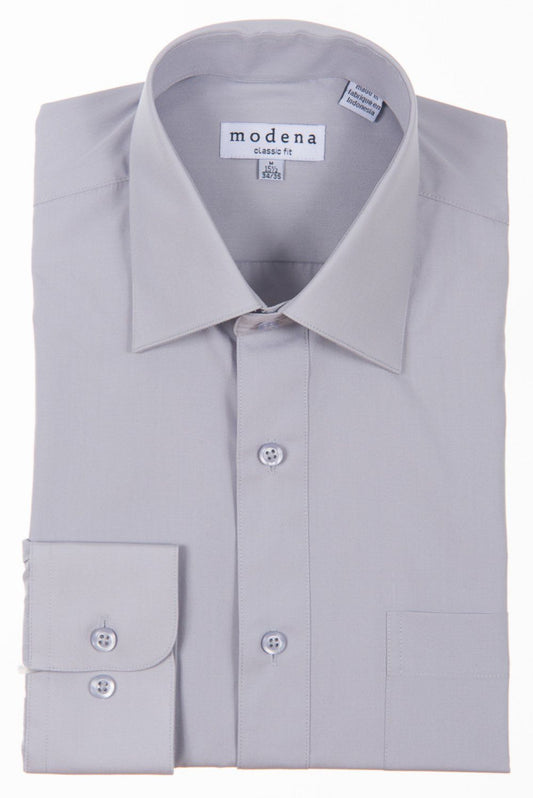 Modena Classic Fit Long Sleeve Dress Shirt - Gray